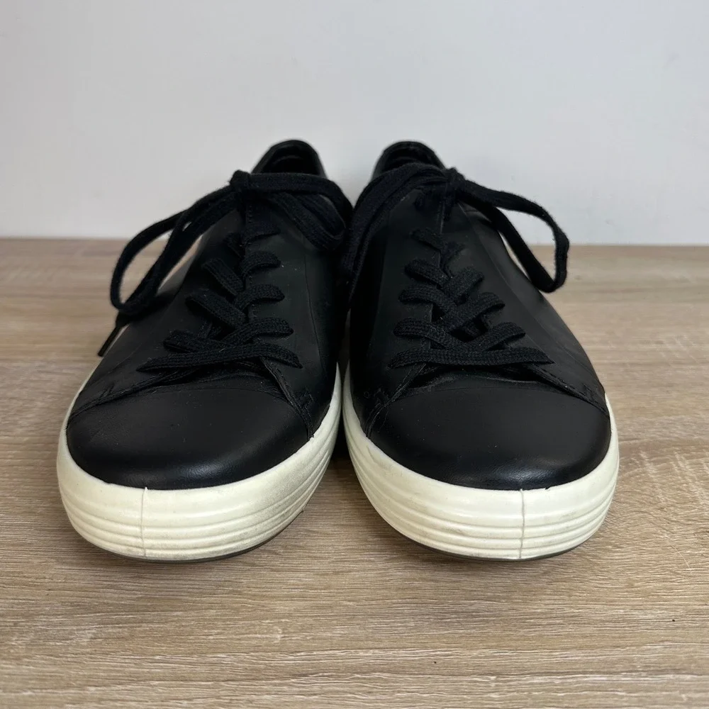 Ecco Soft 7 Mens Black Leather Low Top Sneakers Shoes Size 44 US 10-10.5